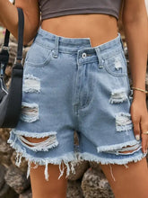 Distressed Raw Hem Denim Shorts Denim Shorts