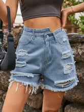 Distressed Raw Hem Denim Shorts Denim Shorts