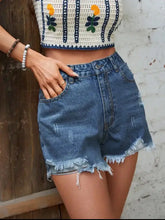 Distressed Raw Hem Denim Shorts Denim Shorts