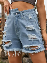 Distressed Raw Hem Denim Shorts Denim Shorts