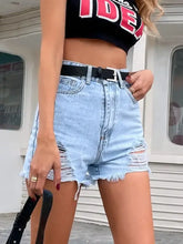 Distressed Raw Hem Denim Shorts Denim Shorts