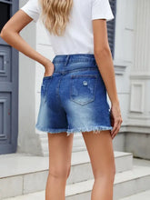 Distressed Raw Hem Denim Shorts Denim Shorts