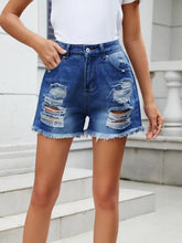 Distressed Raw Hem Denim Shorts Denim Shorts