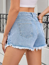 Distressed Raw Hem Denim Shorts Denim Shorts