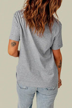 Distressed round neck tee with short sleeve length in gray