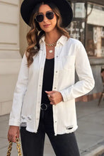 Jeansjacke mit Druckknöpfen im Used-Look Weiß Damen Oberbekleidung