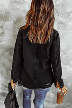 Distressed Snap Down Denim Jacket Woman Outerwear