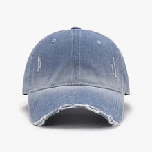 Distressed light blue denim washed adjustable baseball cap