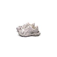 Distressed White Chunky Sneakers for Women with Black Soles Beige
