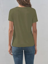 Solid olive green dog graphic round neck t-shirt