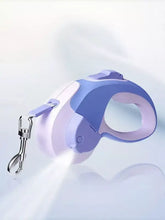 Lila-weiße einziehbare Hundeleine mit ergonomischem Griff