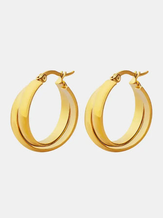 18K Gold-Plated Titanium Steel Huggie Earrings Gold One Size Earrings