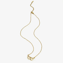 Double heart inlaid 18k gold-plated zircon necklace with interlocking pendant