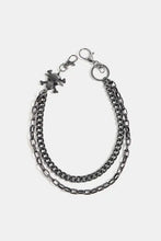 Double layer alloy belt chain with skull and crossbones charm