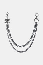 Double layer alloy belt chain with skull and crossbones charm