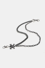 Silver skull double layer alloy belt chain with black accents