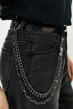 Double layer alloy belt chain with skull crossbones pendant