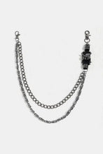 Double layer alloy chain belt with skull charm