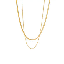 Double layered chain necklace in 18k gold-plated stainless steel