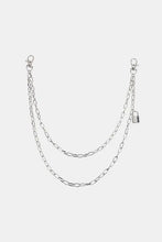 Silver-toned double layered iron chain belt with padlock charm