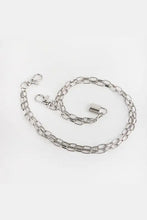 Silver-tone double layered iron chain belt with padlock charm