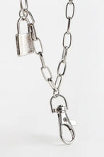 Double layered iron chain belt with silver padlock charm