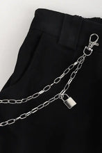 Double layered iron chain belt with silver padlock charm