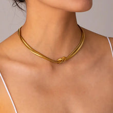 Double Layered Knot Herringbone Choker Necklace Necklaces
