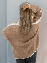 Double Take Contrast Open Front Dropped Shoulder Cardigan Woman Outerwear