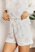 Light gray floral-patterned shorts with drawstring waistband from double take floral long sleeve shorts loungewear set