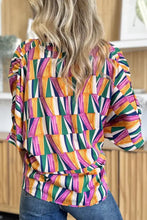Vibrant double take geometric notched dolman sleeve top with bold pink orange green and white stripes perfect for jeans size