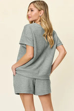 Sage green textured Double Take short sleeve T-shirt and shorts set