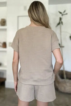 Beige textured knit Double Take two-piece loungewear set