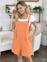 Orange textured fabric overalls romper, machine wash cold