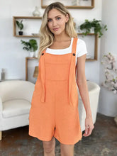 Double Take Texture Sleeveless Romper orange fabric overalls machine wash cold
