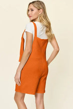 Double Take orange textured romper, machine wash, bright color overalls