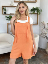 Double Take Texture Sleeveless Romper overalls, orange fabric, machine wash cold