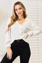 Double Take V-Neck Dropped Shoulder Blouse White Woman Blouses