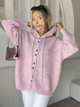 Drawstring Button Down Hooded Cardigan Woman Outerwear