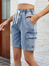 Drawstring Denim Shorts with Pockets Denim Shorts