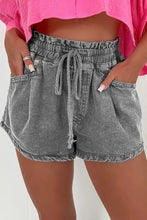 Women’s high-waisted gray drawstring denim shorts