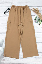 Drawstring Frilled Waist Wide Leg Utility Trousers Woman Pants