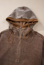 Drawstring Half Zip Long Sleeve Hoodie Woman Sweatshirts