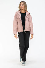 Drawstring Hem PU Leather Zip Up Jacket in Dusty Rose for Women Woman Outerwear