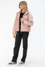 Drawstring Hem PU Leather Zip Up Jacket in Dusty Rose for Women Woman Outerwear