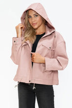 Drawstring Hem PU Leather Zip Up Jacket in Dusty Rose for Women Woman Outerwear