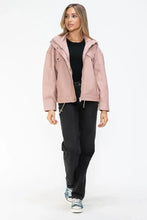 Drawstring Hem PU Leather Zip Up Jacket in Dusty Rose for Women Woman Outerwear