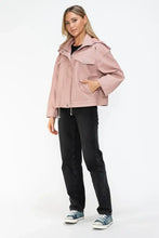 Drawstring Hem PU Leather Zip Up Jacket in Dusty Rose for Women Woman Outerwear