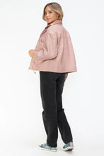 Drawstring Hem PU Leather Zip Up Jacket in Dusty Rose for Women Woman Outerwear