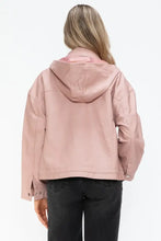 Drawstring Hem PU Leather Zip Up Jacket in Dusty Rose for Women Woman Outerwear